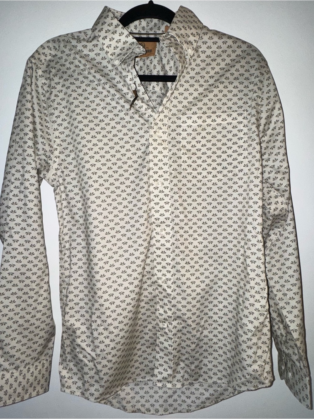 RedHead Ranch Long-Sleeve Dress Shirt with Small Brown Micro Print